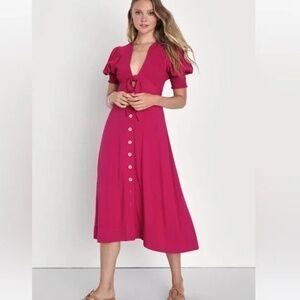 Lulu's Pink Midi Dress